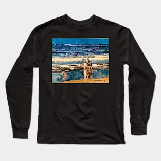 Woman with her children, Santa Monica Beach Long Sleeve T-Shirt